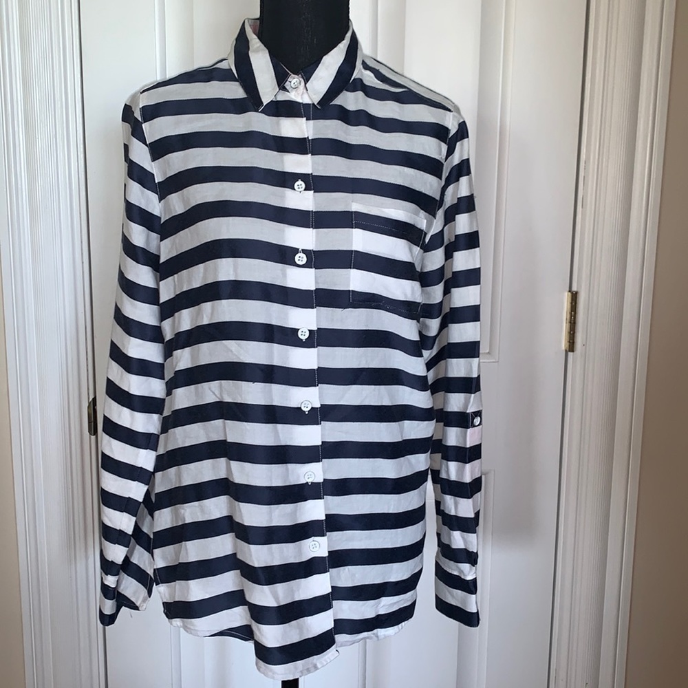 Navy‎ stripe Foxcroft shirt